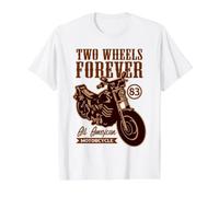Two Wheels Forever All American Motorcycle Rider Funny T-Shirt Graphique avec Valeur, Homme, Blanc, S