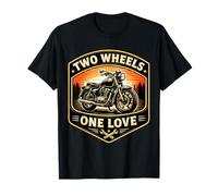 Two Wheels One Love Classic Motrocycle Moto Rider Biker T-Shirt