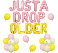TWO WILD Just A Drop Ensemble de décorations d'anniversaire pour fille - Ballons en feuille d'aluminium - Rose et jaune - Gouttes de citron - Décorations d'anniversaire, de cocktail, de fête