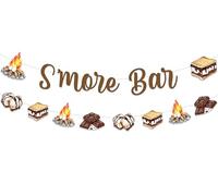 TWO WILD S'More Bannière et guirlande de décorations de bar sur le thème du feu de camp, de la guimauve et du chocolat, découpes en papier pour anniversaire, fête prénatale, révélation du sexe, fête