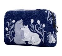 Two Wolf Trousse de maquillage pour femme avec fermeture éclair, multicolore, 18.5x7.5x13cm/7.3x3x5.1in, Trousse de toilette
