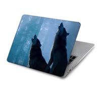 Two Wolves Couple Howling Forest Etui Coque Housse pour MacBook Air 13 (2022,2025) - A2681, A3113, A3240