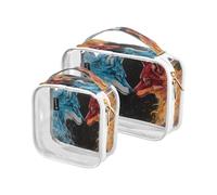 Two Wolves Lot de 2 trousses de toilette transparentes avec poignées pour voyage, multicolore, Lot de 2