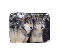 Two Wolves Sac pour ordinateur portable 12" Motif imprimé loups Convient pour les voyages et les voyages d'affaires