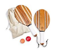 two46 | Raquettes de Plage Premium Set | Frescobol-Le Nouveau Sport Tendance d'origine de l'Amerrique de Sud | Raquettes en Bois Faites Main de Haute Qualite, Choix Individuel de Balle et Sac adapte
