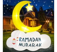 TwoBees Décorations gonflables pour le Ramadan de 1,8 m, pour l'Aïd Mubarak et le Ramadan Mubarak, nuage, étoile avec lumières LED intégrées, pour maison, cour, jardin, fête, pelouse