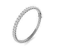 TwoBirch Bracelet de tennis plaqué or blanc 18 carats 3 mm avec moissanite ronde (argent sterling, taille : 6 à 9 pouces, 3 mm de large), 6,5" = 5 CT DEW, argent sterling, moissanite