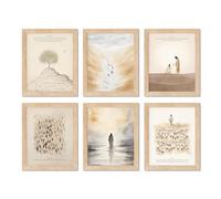 TwoDays Art mural chrétien minimaliste, histoire biblique bohème, décoration de chambre, esthétique, écriture, affiches de salle de classe, impressions d'œuvres d'art de Jésus pour la maison. (20,3 x