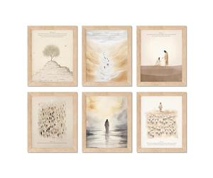 TwoDays Art mural chrétien minimaliste, histoire biblique bohème, décoration de chambre, esthétique, écriture, affiches de salle de classe, impressions d'œuvres d'art de Jésus pour la maison. (20,3 x