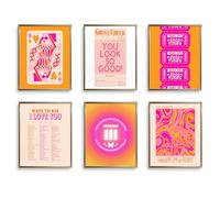 TwoDays Art mural rétro tendance, décoration de chambre rose esthétique, jolie affiche porte-bonheur pour adolescentes, images d'affirmation funky, impressions de chiffres d'ange (20,3 x 25,4 cm, lot