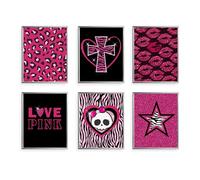 TwoDays Mcbling Lot de 6 affiches décoratives esthétiques pour chambre de fille, motif Y2k - Art mural des années 2000, rose vif - Impressions Emo Baddie pour appartement de femmes (20,3 x 25,4 cm,