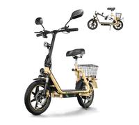 Twofish M5 Elite-EEC Trottinette Électrique Pliable avec Siège et Panier Double Rétroviseur 500W 48V 13Ah 14*2.75"" 24/35/45kmh Jaune