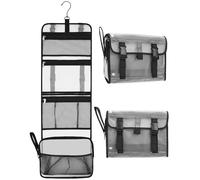 Twofold Trousse de toilette de voyage à suspendre - Trousse de rasage étanche - Grande trousse de maquillage - Organiseur de maquillage pour salle de bain - Noir, 05-Semi-transparent, Trousse de