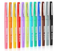 TWOHANDS 12 Stylos feutres, pointe moyenne (0,7 mm), assortiment de couleurs, Feutres de Coloriage Pour Peinture, croquis, codage couleur, journalisation, prise de notes, 22004