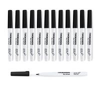 TWOHANDS Feutres Tableau Blanc Effaçables, Marqueurs pointe ultra fine 0,7 mm, Lot de 12,faible odeur, Noir, 20536
