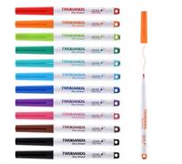TWOHANDS Lot de 12 feutres pour tableau blanc aimantés avec gomme, feutres fins effaçables à sec à pointe extra fine de 0,7 mm, 11 couleurs, 20659