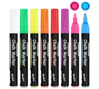 TWOHANDS Stylo Craie Pour Tableau Noir, Marqueurs à Craie liquide Couleurs Vives (Lot de 8), Pointe Réversible (3 mm＆4,5 mm), Feutre Effaçable pour Fenêtres, Tableaux, Enseignes, Verre, 19547