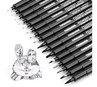 TWOHANDS Stylo Noir Pointe Fine,16 Stylos de Calligraphie, Fineliner, Feutres Dessin, Marqueurs, Stylo Feutre Pour Le Dessin Technique d'Illustration d'Artiste, 21274