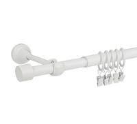 Twoja Pszczółka Tringle à rideaux extensible Blanc Mat, Métal, Peinture mate, 110-200cm, 15 anneaux avec crochets en kit