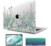 TwoL Coque style gravure botanique Hrad et protecteur d'écran pour clavier MacBook Air 13" modèles 2018-2021 A2337 M1 A2179 A1932 avec écran Retina