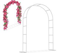 TWOLIIN Arc de roses en métal 192x38x240 cm, support pour plantes grimpantes, mariage, jardin, terrasse, arc de porte Arc de jardin de mariage thermolaqué en blanc résistant aux intempéries