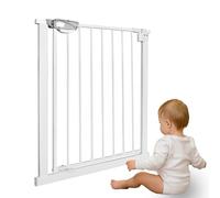 TWOLIIN Barrière de protection, d'escalier, sans perçage, pour largeurs de 75 à 85 cm, en métal, fermeture automatique, utilisation à une main, blanche