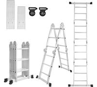 TWOLIIN Echelle multi-usages 4x3 Aluminium avec plate-forme 6 en 1 Echelle multifonctionnelle Echelle 340cm Echelle pliante Echelle articulée Echelle en aluminium Echelle combinée Echelle multi-usages