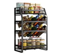 TWOLIIN Étagère à épices 4 étagères en métal Étagère de cuisine Organisateur debout Support à épices Étagère de cuisine Rangement à épices pour la plupart des boîtes à épices
