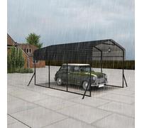 TWOLIIN Outdoor-Autozelt-Garage | 10 x 15FT | Métal-Carport Noir |Robuste Extérieur-Garage-Auto-Hébergement| Ombre avec toit métallique galvanisé pour voitures et bateaux tente de bivouac