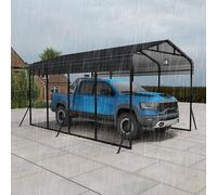 TWOLIIN Outdoor-Autozelt-Garage | 12 x 20FT | Métal-Carport Noir |Robuste Extérieur-Garage-Auto-Hébergement| Ombre avec toit métallique galvanisé pour voitures et bateaux tente de bivouac