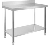 TWOLIIN Table de travail en inox avec rebord 100 x 60 x 85 cm Table de cuisine en inox avec pieds réglables, table de cuisine table de découpe avec très grande surface de rangement inférieure