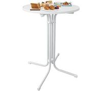 TWOLIIN Table haute pliante Ø79cm - Blanc Table de bistrot ronde pliante 110cm de haut Table de bar Outdoor Gastronomie pour jardins cafés bistrots fêtes