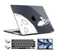 TWOLSKOO Compatible avec MacBook Pro 14" M5 2026 2025-2021 version M4 M3 M2 M1 Pro/Max, coque rigide en plastique, protecteur de clavier, adaptateur USB C vers USB et film d'écran, astronautes volants