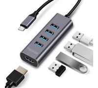 TWOPAN Hub USB C HDMI 4K, adaptateur multiport 5 en 1 pour iMac, répartiteur USB pour ordinateur portable, nouvel iMac 24" 2021, MacBook Air/Pro 14"/16" M2 Pro/Max, iPad Pro, Chromebook, Pixelbook,