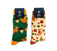 TwoSocks Chaussettes Père Noël pour homme et femme - Chaussettes amusantes et amusantes en coton - Taille unique, Cornes + gland, taille unique