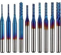 TwoTrees Fraises en Bout Revêtement Nano Blue - Lot de 10 - 0,8 - 3,175 mm