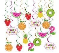 Twotti Frutti Décorations d'anniversaire Tutti Frutti à suspendre, ananas, pastèque, fraise, orange, fruits d'été, décorations de fête pour 2e anniversaire, fruits tropicaux
