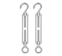Twours Lot de 2 tendeurs à crochet et œillet en acier inoxydable 304 très résistants - Tendeur de câble réglable C vers O pour voile d'ombrage (89,9 cm (M14)
