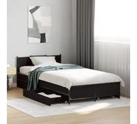 Twovex Cadre de lit en bois noir 75 x 190 cm avec 4 tiroirs