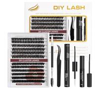 TwoWin Extensions de Cils Individuels, 60D 80D Kit Extensions Cils D Curl 10-16mm, 240 Grappes DIY Faux Cils avec Colle à Cils, Scellant et Dissolvant, Volume Russe Cluster Lashes