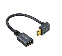 Twozoh Câble Adaptateur Mini HDMI vers HDMI 0,2M, Nylon tressé à 270 Degrés à angle Mâle Mini HDMI vers Femelle HDMI Câble extension Supporte 3D/4K 1080p