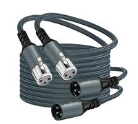 Twozoh Cable Audio XLR Mâle vers Femelle 15M Lot de 2, Tressé équilibré Câble de Microphone XLR 3 broches 2 Pièces (Profesionnel/HiFi)