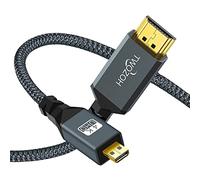 Twozoh Câble Micro HDMI vers HDMI 2M, Nylon tressé Câble HDMI A vers Micro HDMI D, Supporte 3D 4K/60Hz 2.0 1080p