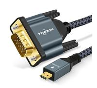 Twozoh Câble Micro HDMI vers VGA 1M, Plaqué or et Tressé Micro HDMI VGA (Mâle vers Mâle) Compatible 1080p 720p Compatible avec Ordinateur Portable, Projecteur, HDTV