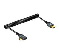 Twozoh Câble Mini HDMI vers HDMI Spiralé à 90° Câble Mini HDMI vers HDMI à Angle Droit Compatible 4K/3D 1080p Extensible jusqu'à 1,5M
