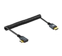 Twozoh Câble Mini HDMI vers HDMI Spiralé Coudé à Gauche, Câble Mini HDMI vers HDMI Spiralé 3D/4K 1080p étiré jusqu'à 1,5M