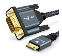 Twozoh Câble Mini HDMI vers VGA 1M. Plaqué or et Tressé Mini HDMI VGA (Mâle vers Mâle) Compatible avec Ultrabooks, Ordinateurs portables, Tablettes, Appareils photo et caméscope
