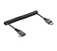Twozoh Câble spiralé Micro HDMI vers HDMI Angle Coudé à Gauche 90° Degré Supporte 3D/4K 1080p (0,3M-1,5M)