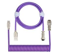 Twozoh Câble Spiralé USB C Clavier Mécanique, Tressé Double Manchon avec aviateur en métal détachable Type C Câble Clavier (Violet)