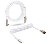 Twozoh Câble Spiralé USB C Clavier Mécanique, Tressé Double Manchon avec aviateur en métal détachable Câble Clavier (Blanc)
